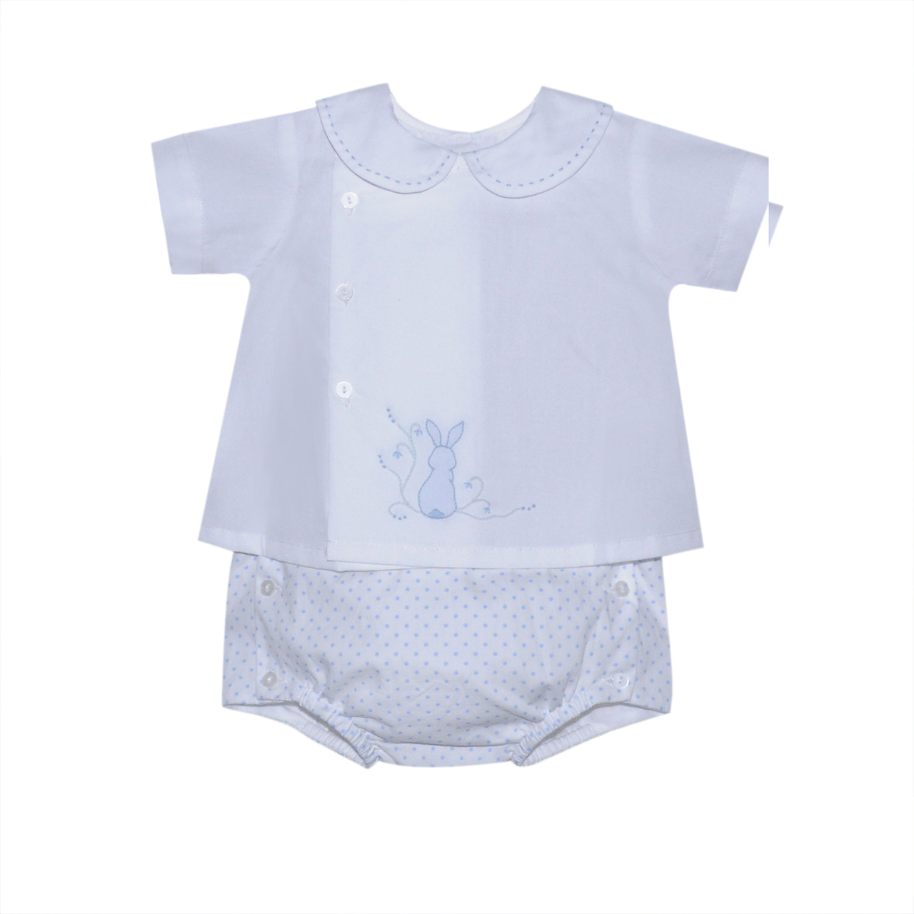 White Riley Boy Diaper Set- Bunny