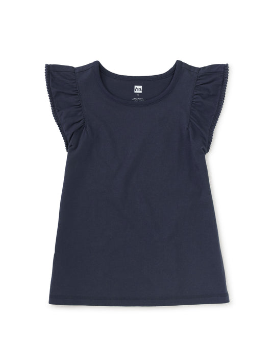 Pom-Pom Flutter Top- Indigo