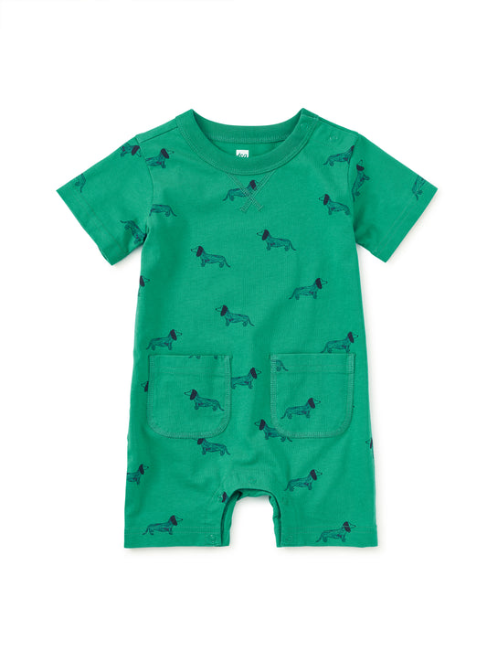 Double Pocket Baby Romper- Dachshunds