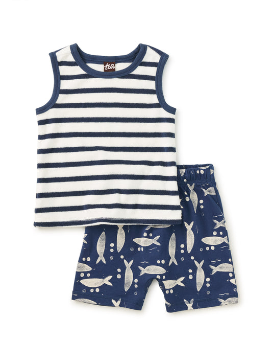 Tank & Shorts Baby Set- Naval Blue
