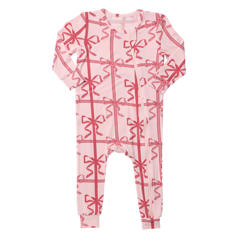 Bamboo Romper- Pink Present Bow