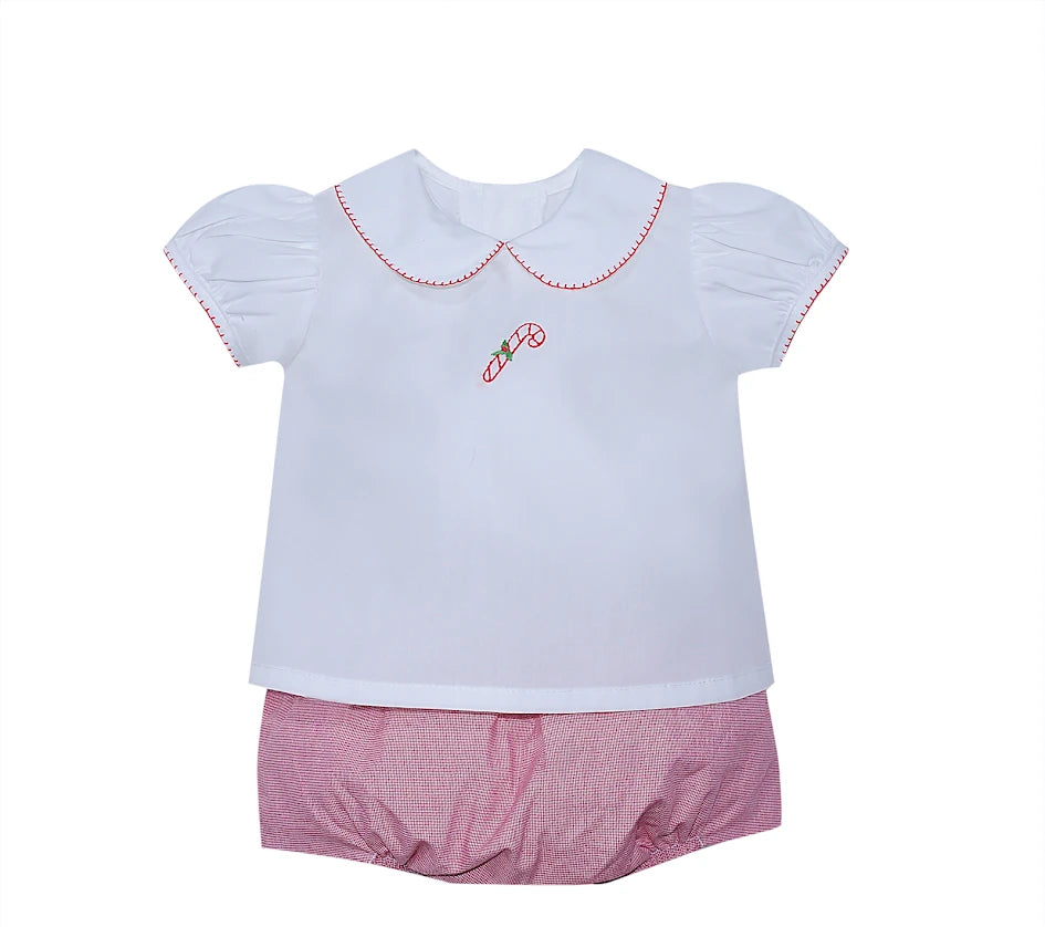 Bailey Girl Candy Cane Diaper Set