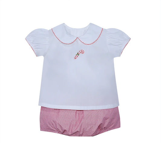 Bailey Girl Candy Cane Diaper Set