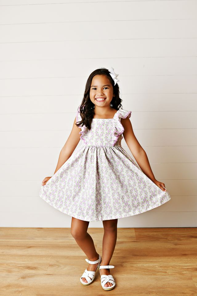 Purple Floral Pinafore Dress