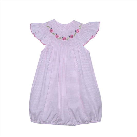 Pink Georgette Bubble- Ladybugs