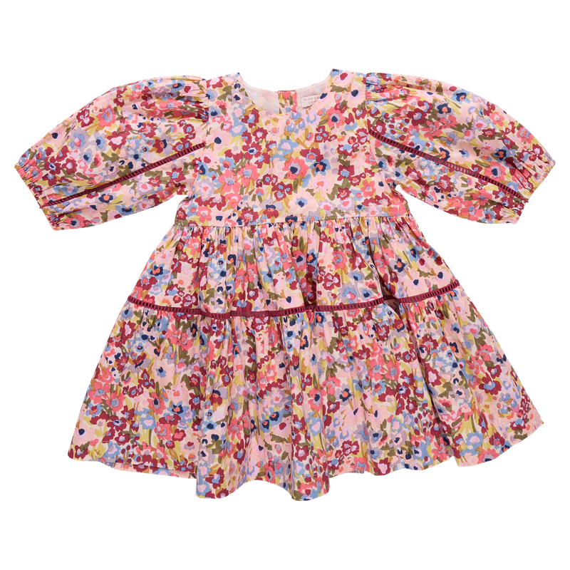 Girls Maribelle Dress- Burgundy Sketched Floral