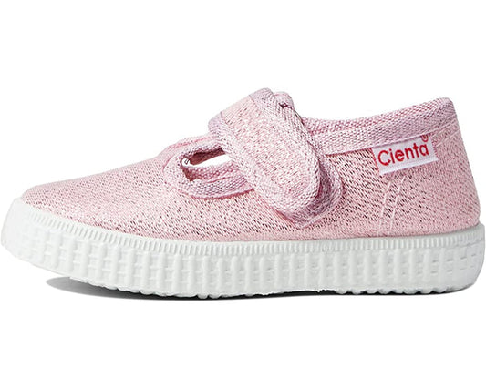 Pink Sparkle T-Strap Velcro