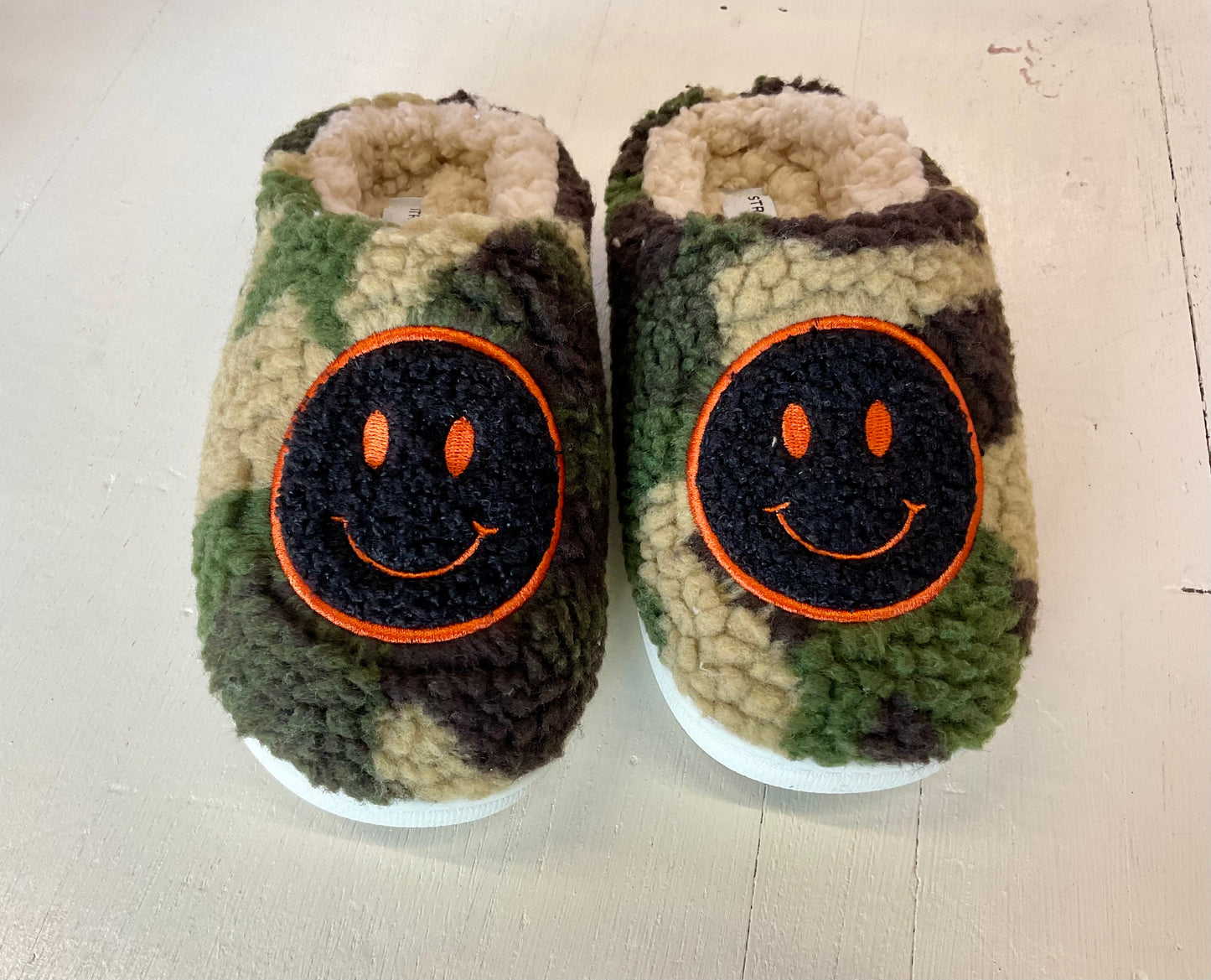 Little Cozi-B Slipper - Green Camo Smiley