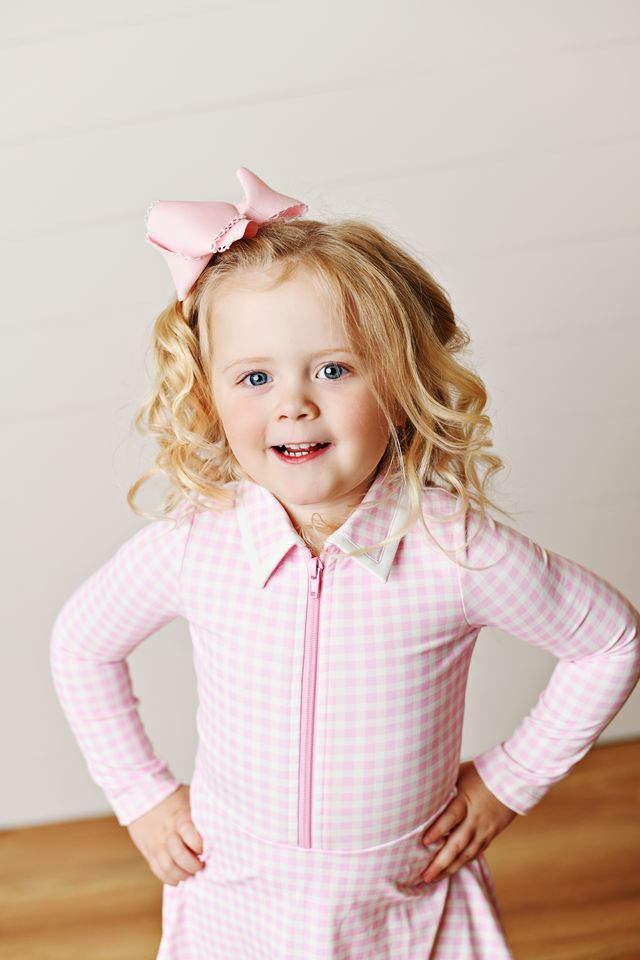 Pink Gingham L/S Tennis Dress