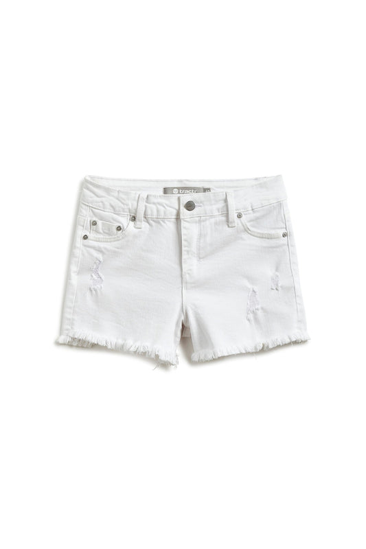 Basic 5 Pocket Fray Shorts - White