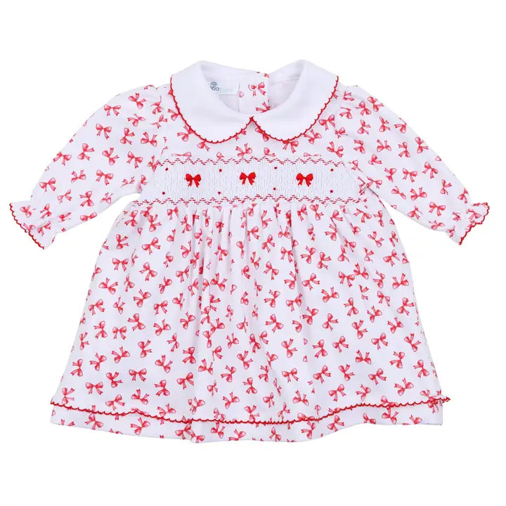 Scarlett Bows Smocked Collared L/S Dress