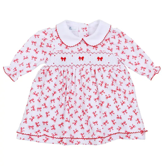 Scarlett Bows Smocked Collared L/S Dress