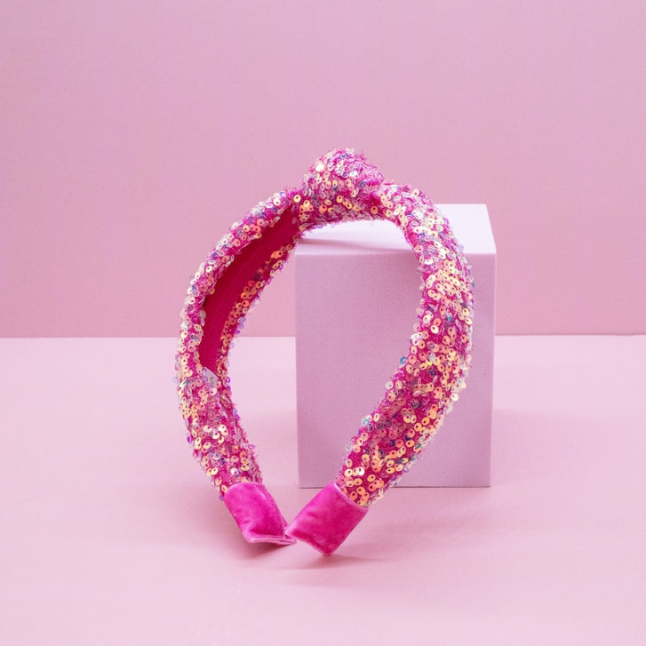 Knot Headband - Rainbow Sequin