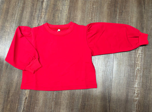 Girls Puff Sleeve Top - Red