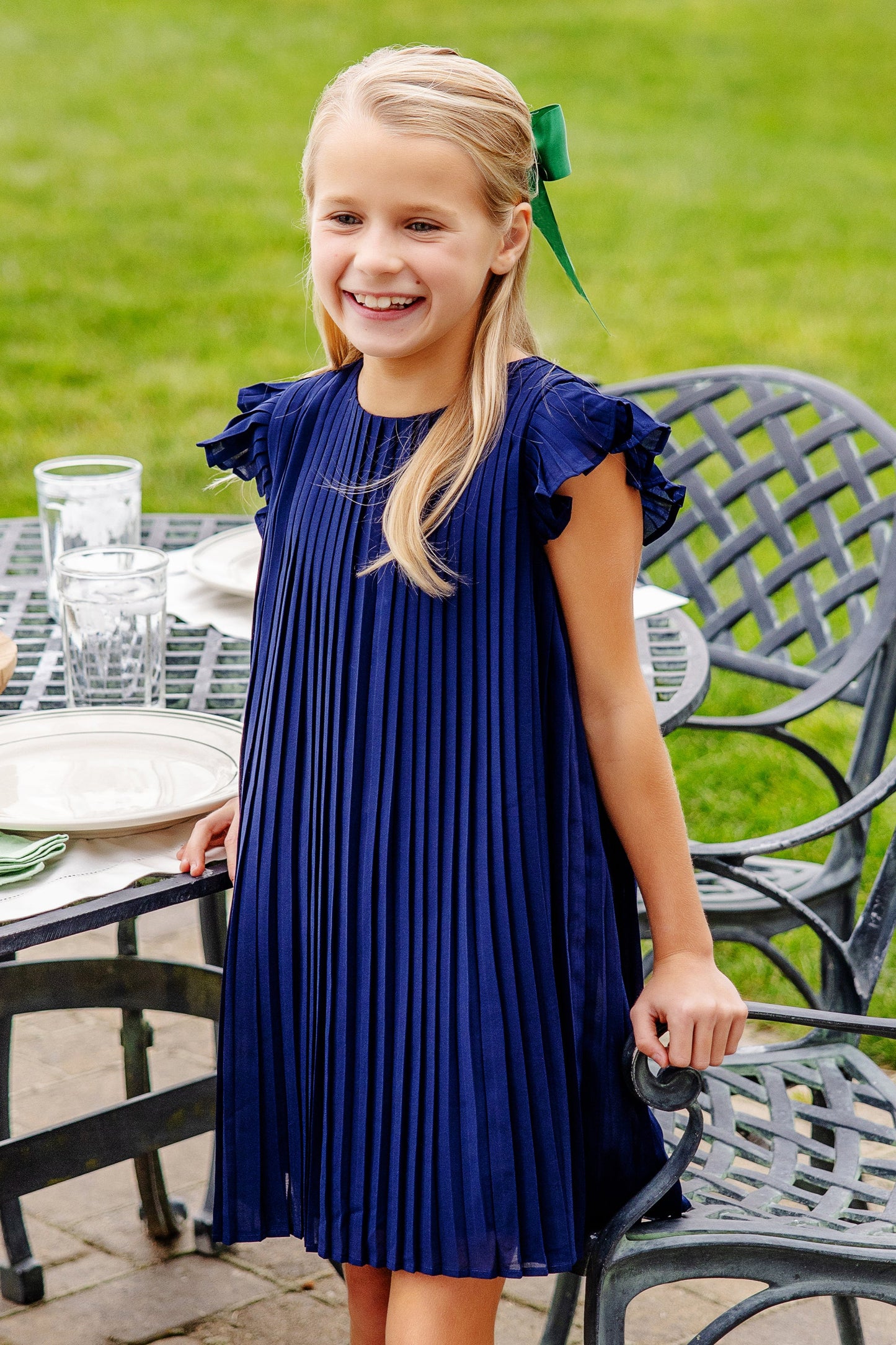 Piper Pleated Dress - Navy