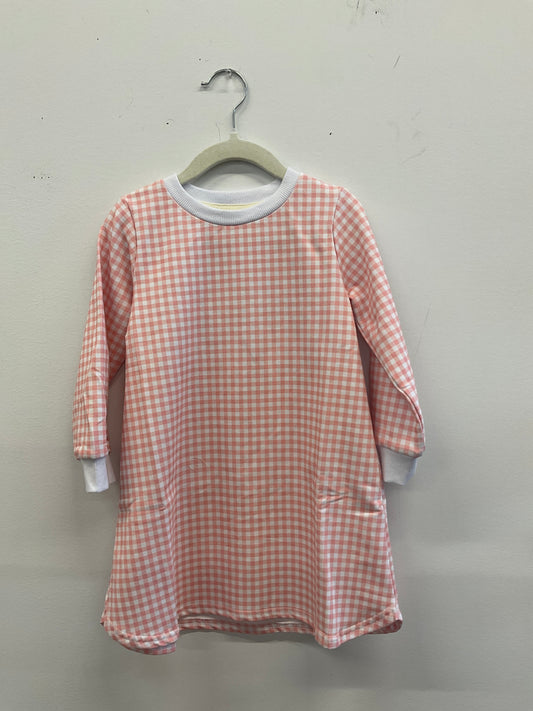 Pink Gingham Sweatshirt Dress