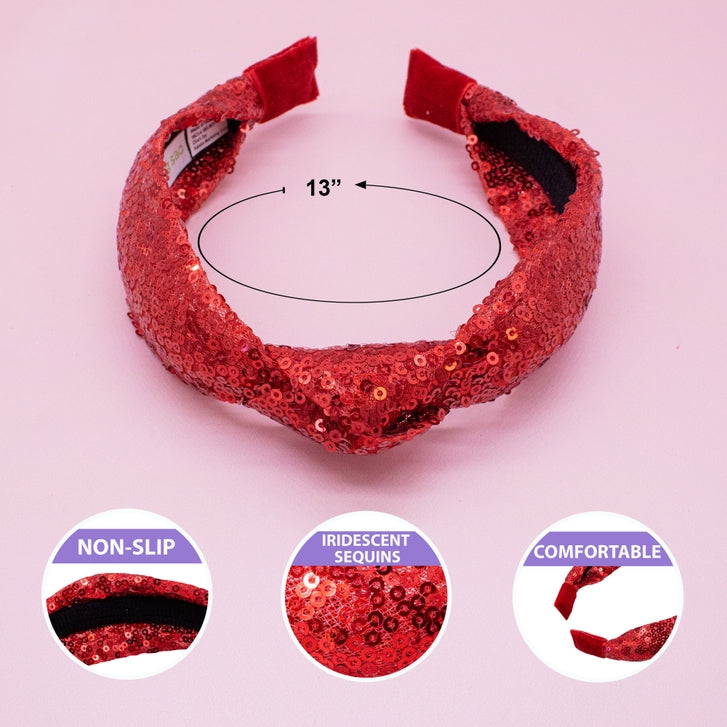 Red Sequin Knot Headband