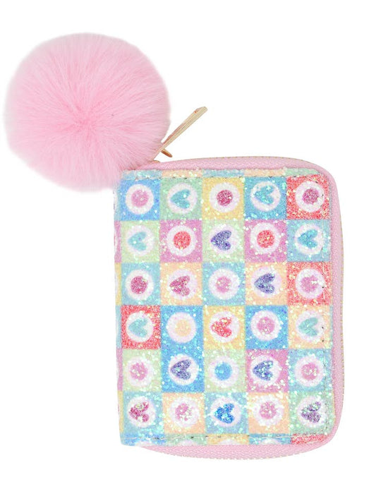 Glitter Hearts Wallet - Pink