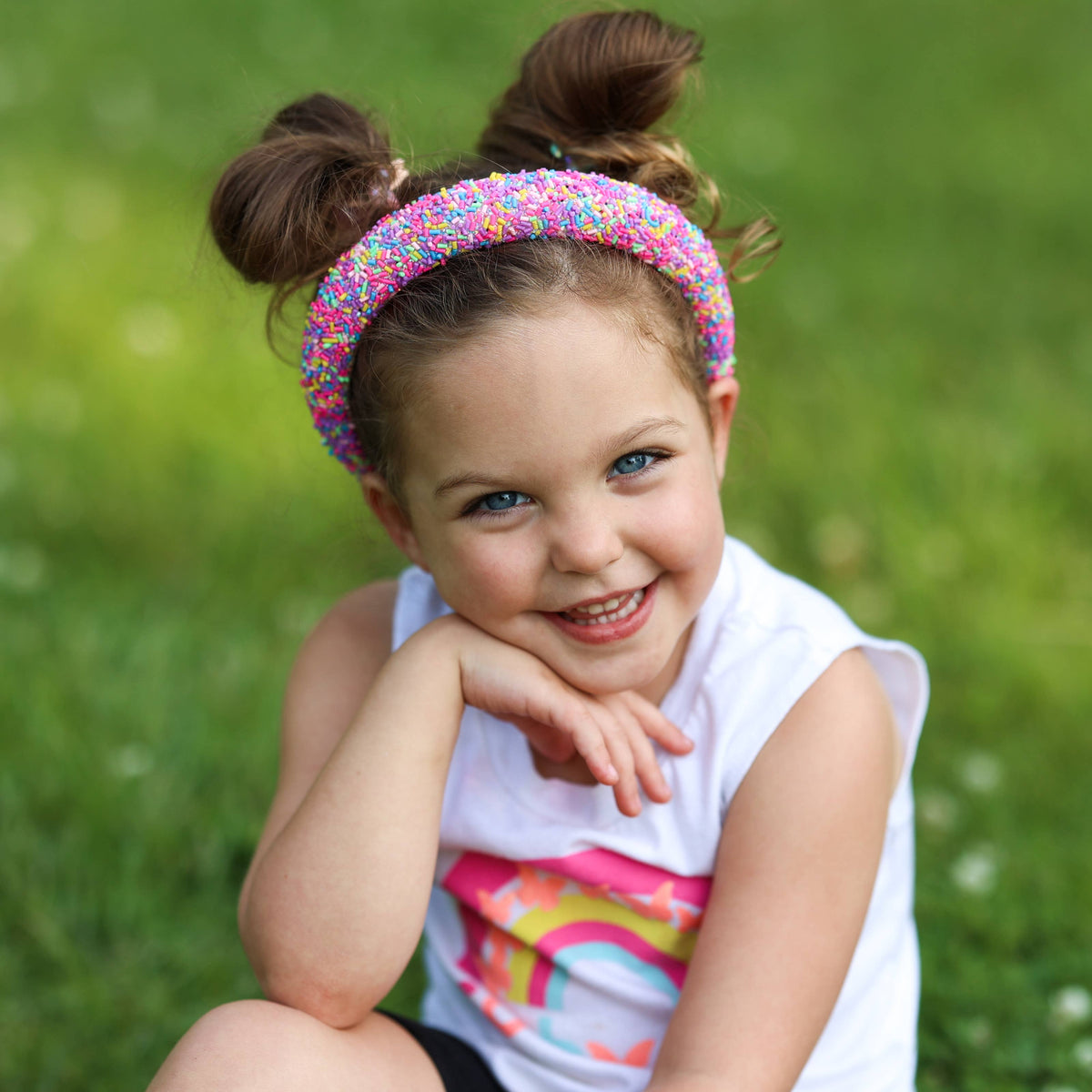 Padded Sprinkles Headband - Confetti Hair Band: Light Blue