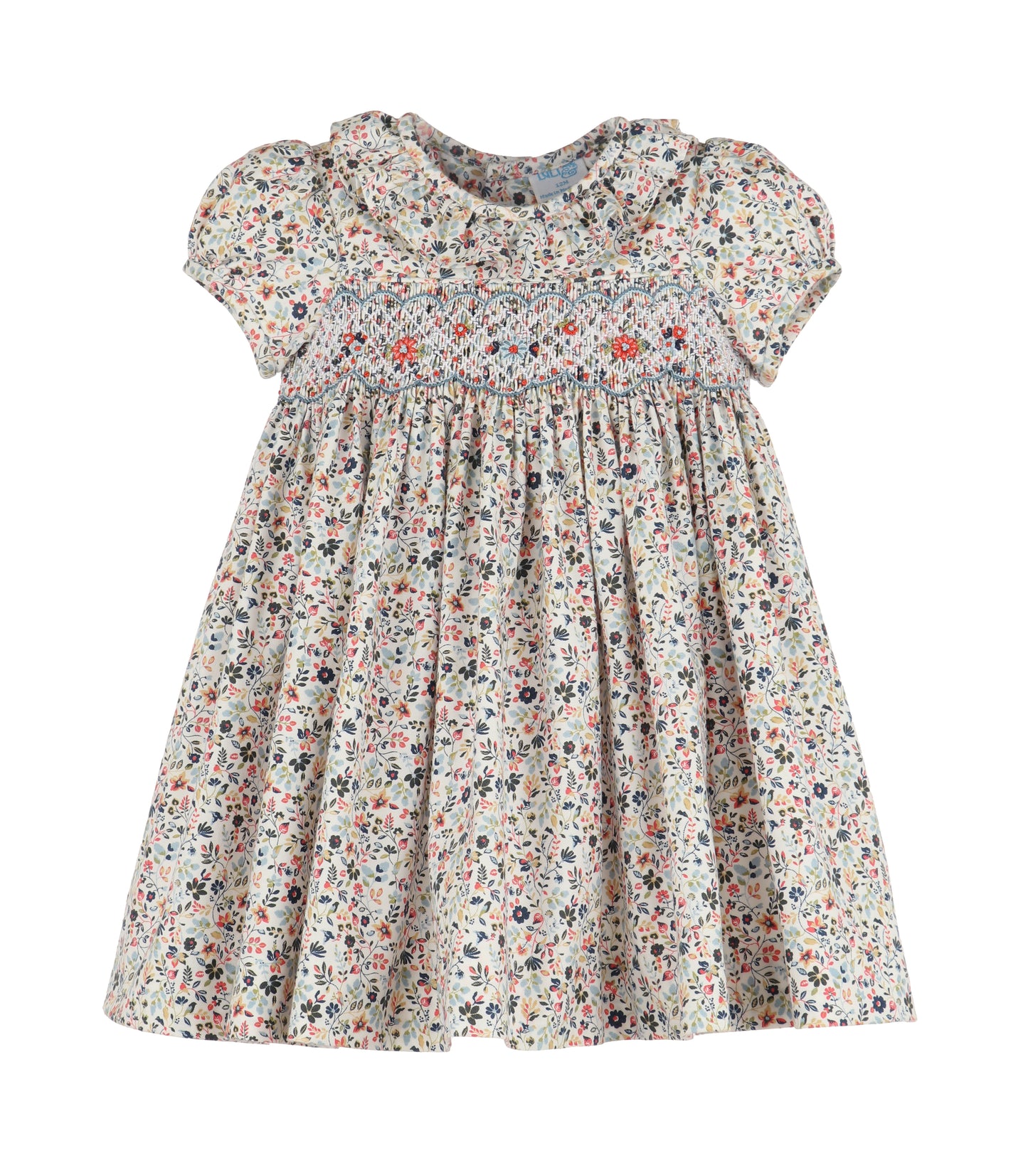 Majestic Floral Smock Dress - Blue