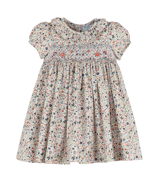 Majestic Floral Smock Dress - Blue