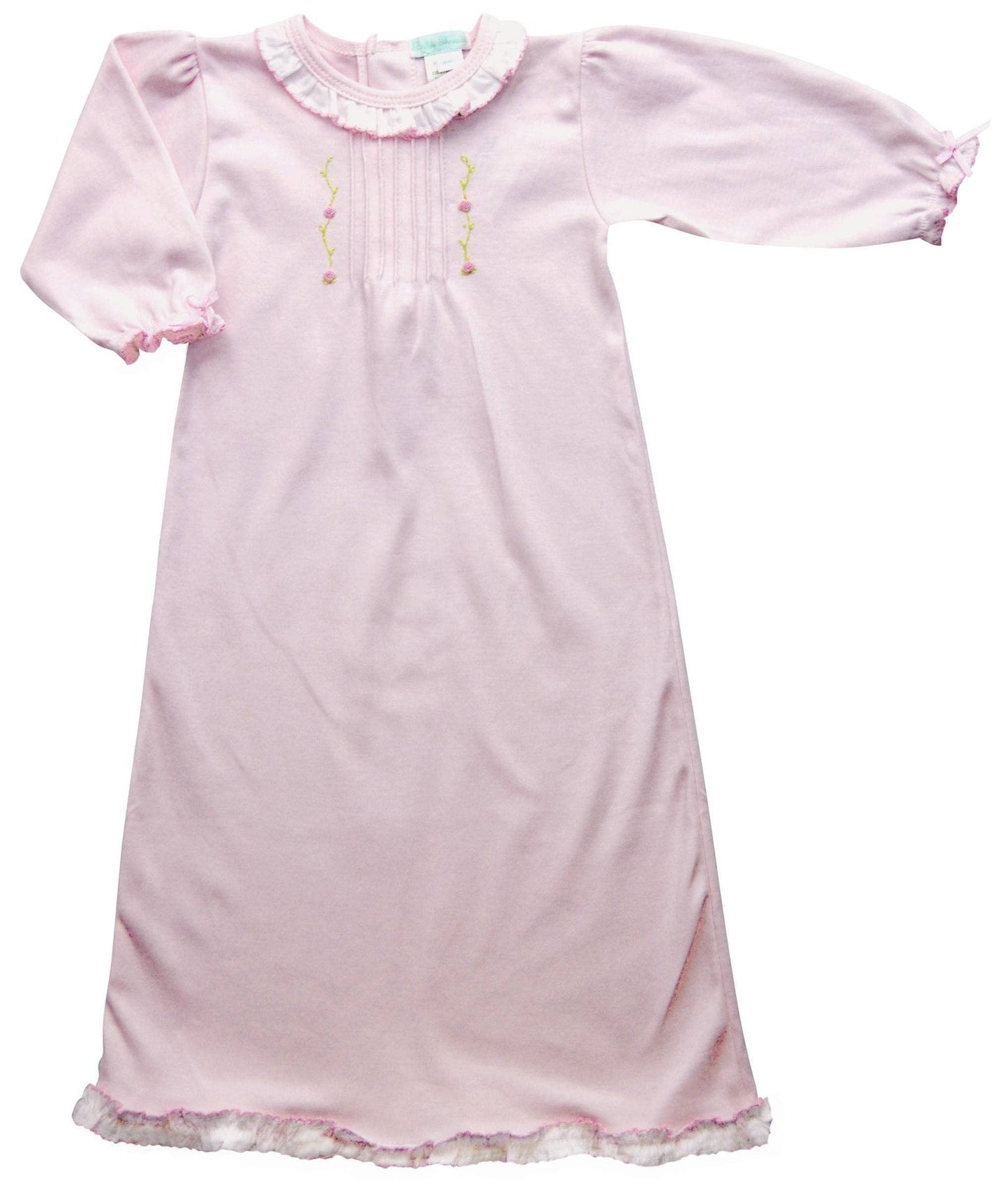 Pink Feathers & Rose Buds Pima Cotton Baby Daygown