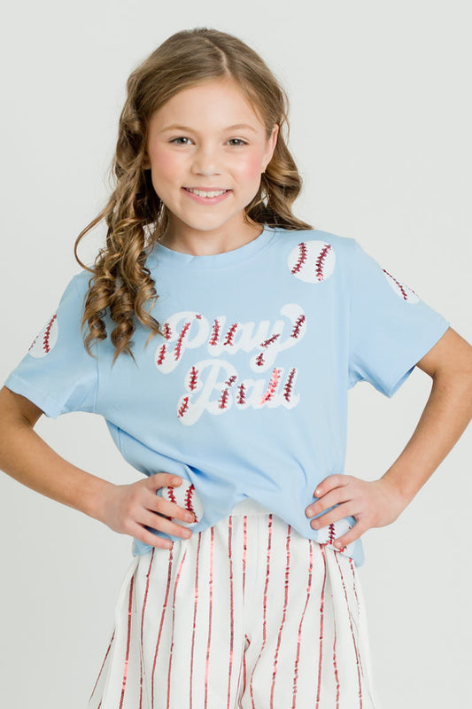 Lt Blue Play Ball Sequin Shirt