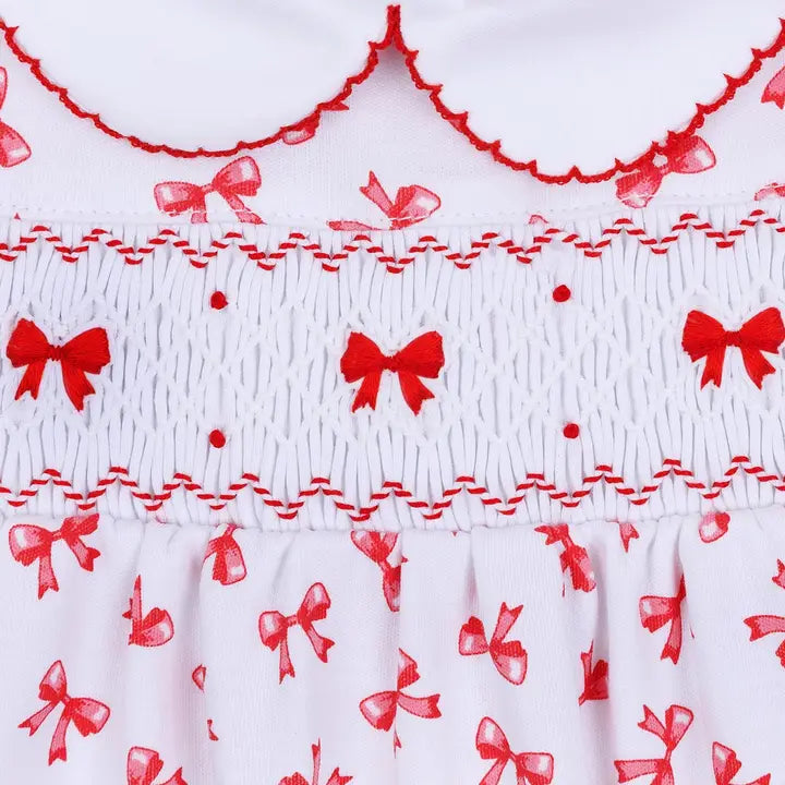 Scarlett Bows Smocked Collared L/S Dress