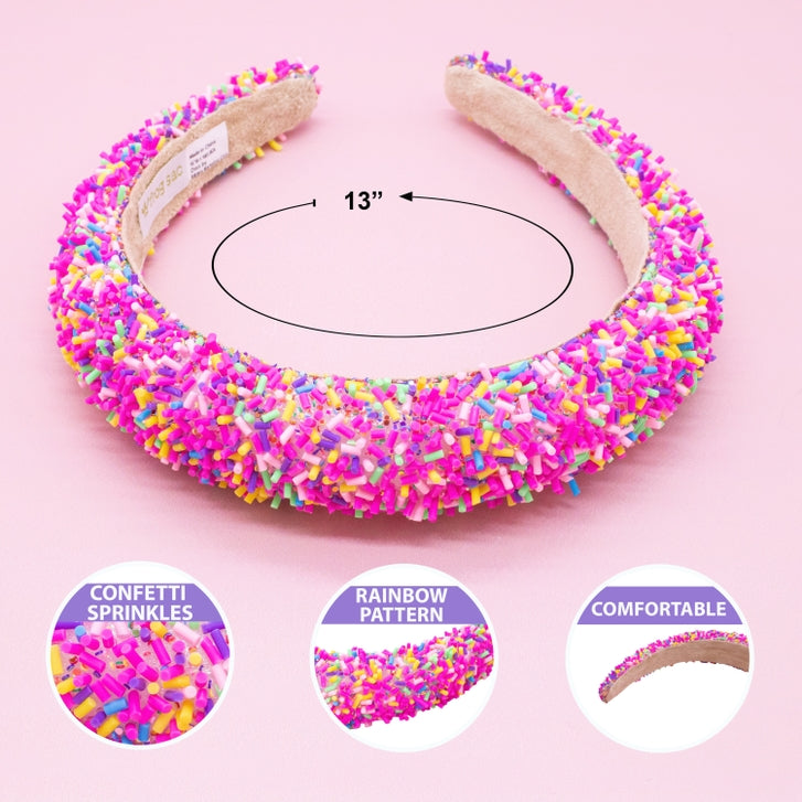 Padded Sprinkles Headband - Hot Pink