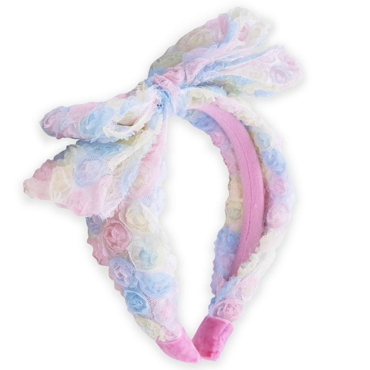 Big Bow Headband - Double Layer Rainbow Mini Rosette