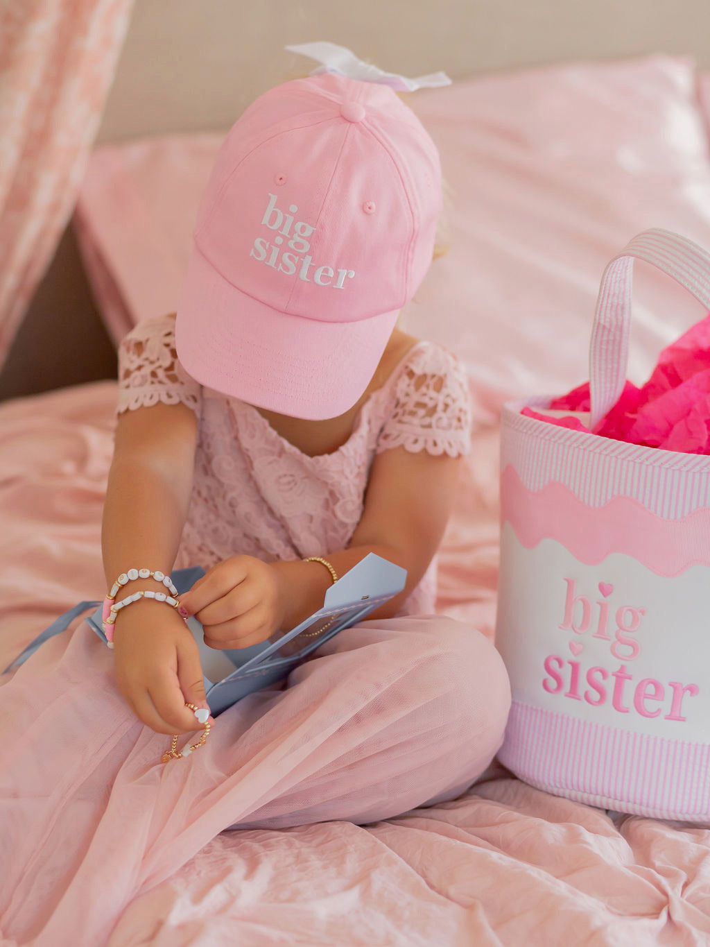 Big Sister Bow Baseball Hat - Pink (Youth)