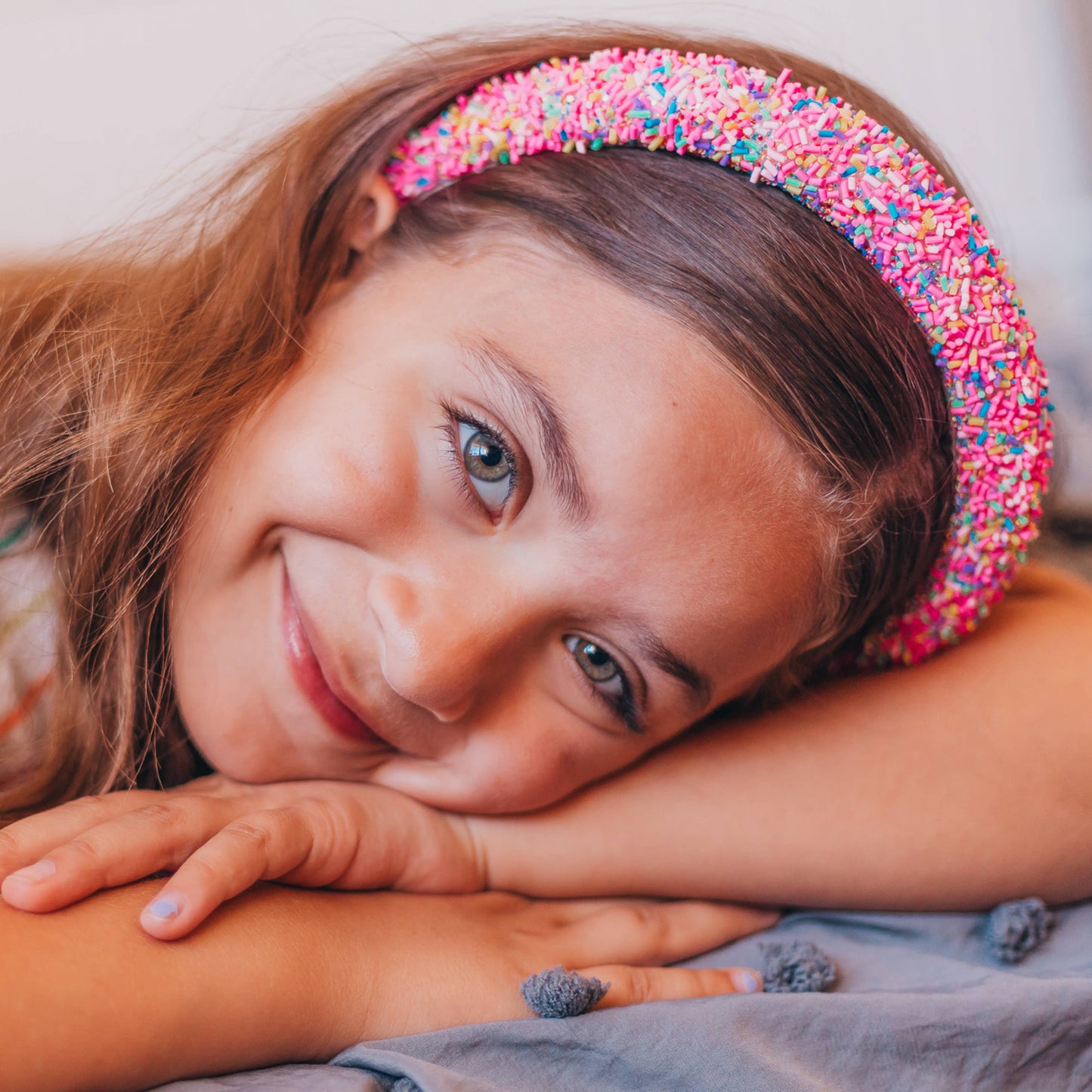 Padded Sprinkles Headband - Confetti Hair Band: Hot Pink