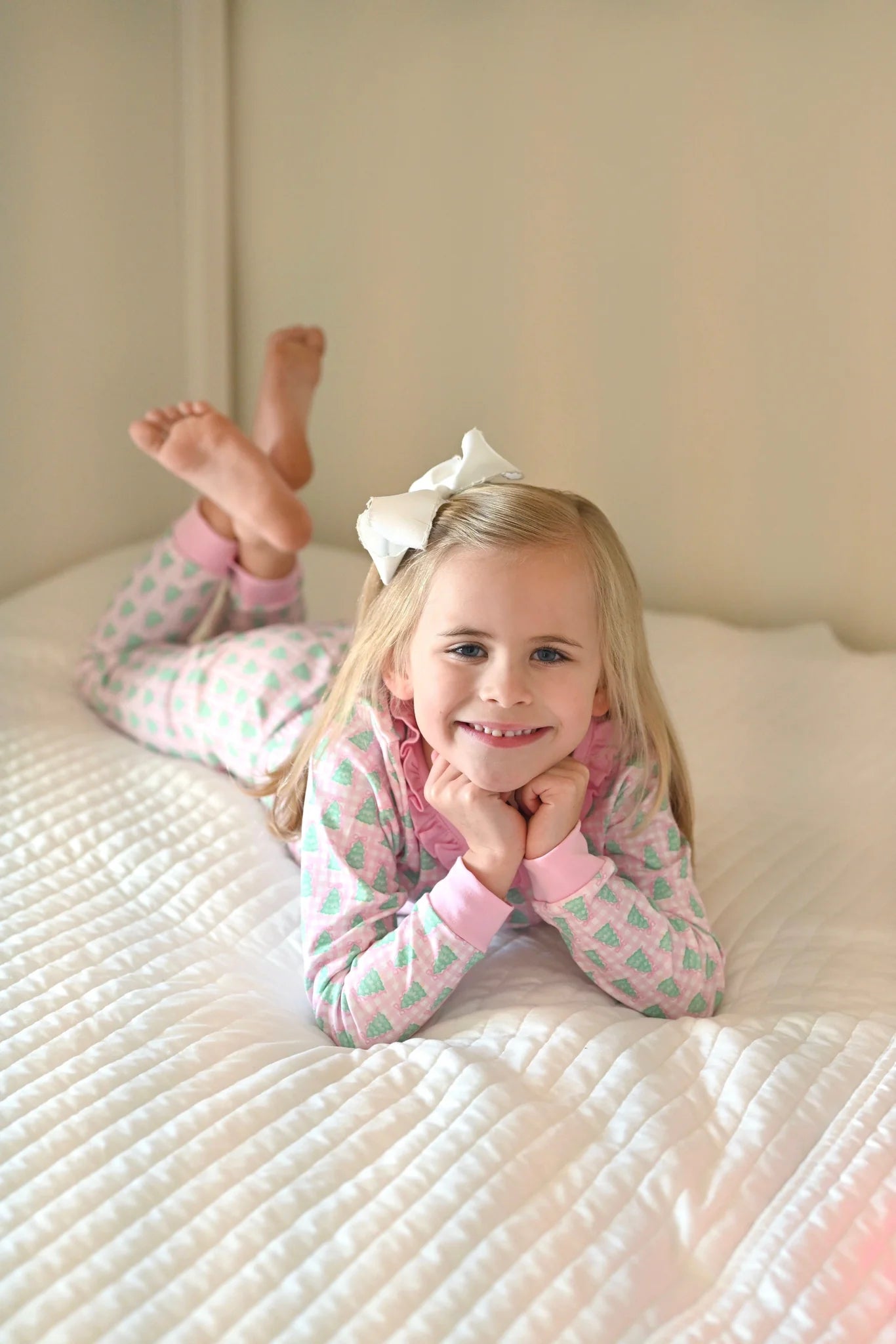 Two Piece Jammies, Pink Gingham Christmas Tree Lounge