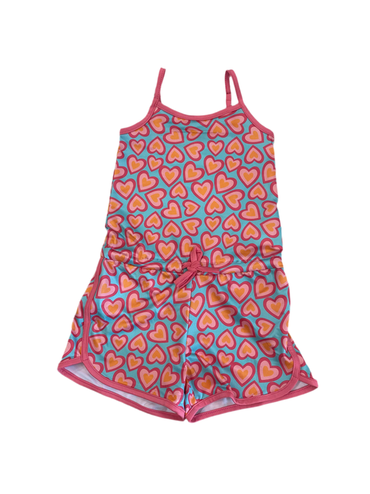 Romper - Hearts Pink/Turq