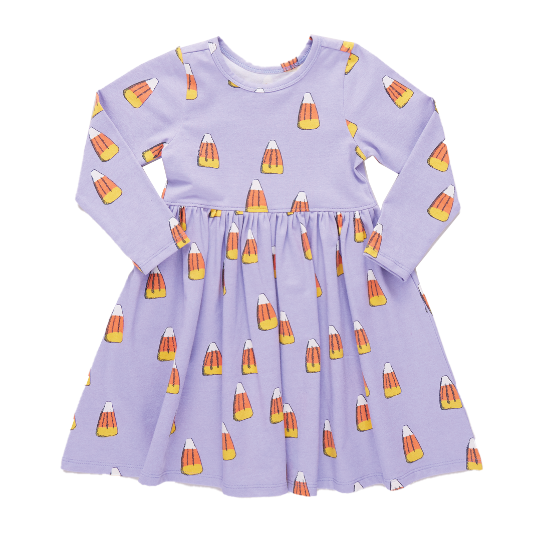 Girls Organic L/S Steph Dress - Candy Corn