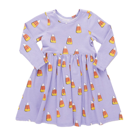 Girls Organic L/S Steph Dress - Candy Corn