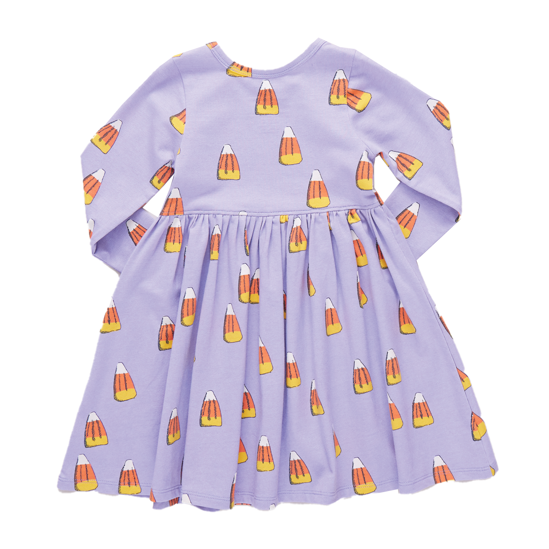 Girls Organic L/S Steph Dress - Candy Corn