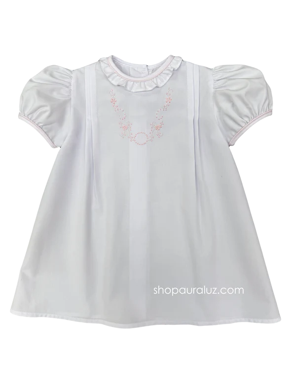 Ruffle Daygown White Pink