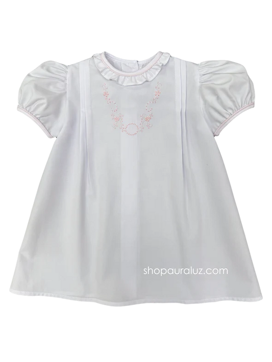 Ruffle Daygown White Pink