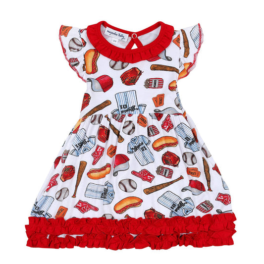 Baseball Fever Flutter Dress - Red