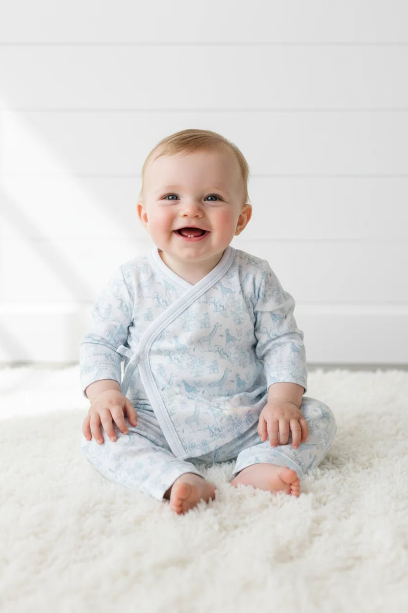 Blue Safari Pima Kimono Pants Set
