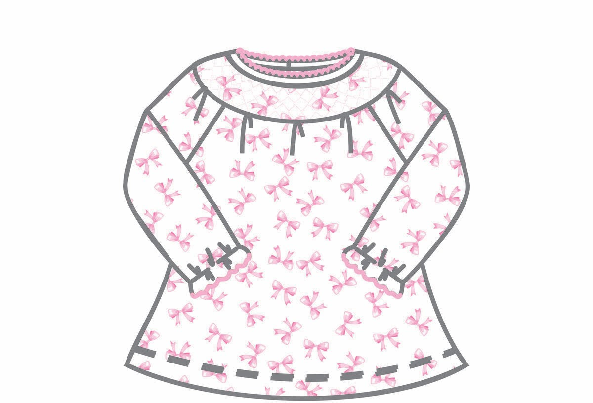 Baby Bows Pink Bishop Printed L/S Dress