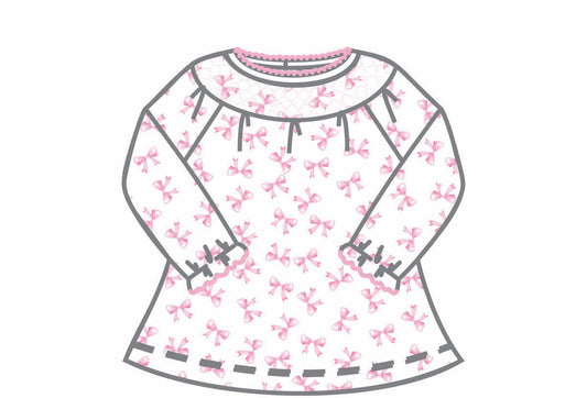 Baby Bows Pink Bishop Printed L/S Dress