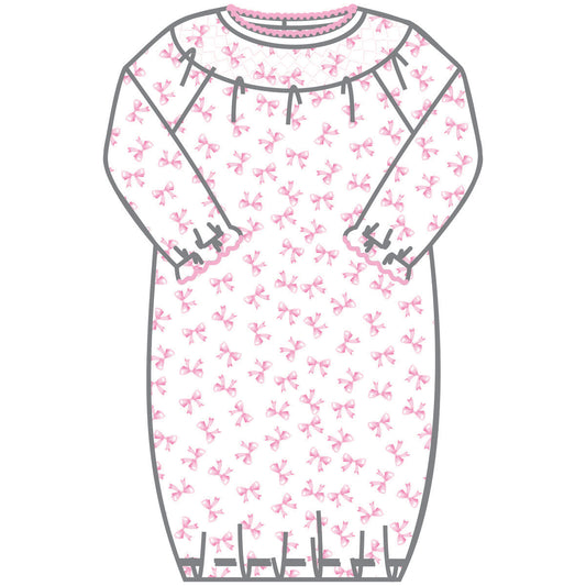 Baby Bows Pink Bishop Printed L/S Gown