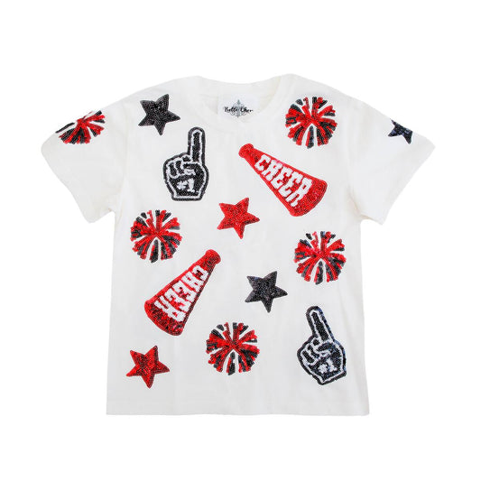 Red & Black Sequin Cheer Shirt