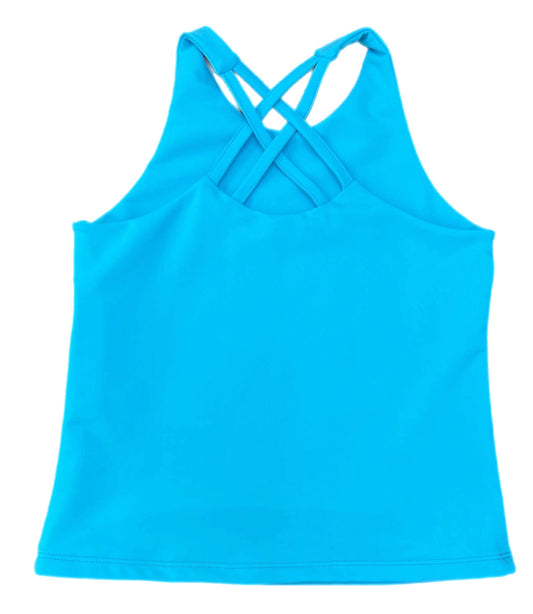 Cross Back Athleisure Top - Bright Blue