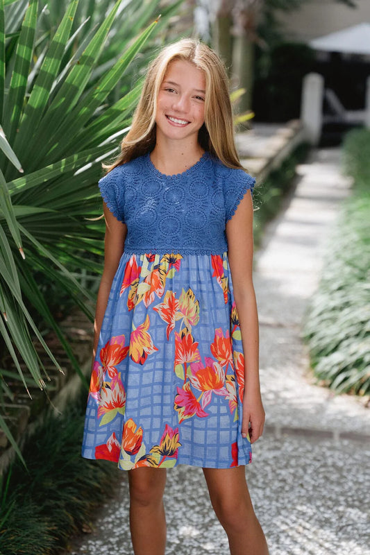 Kayla Dress- Carolina Blue