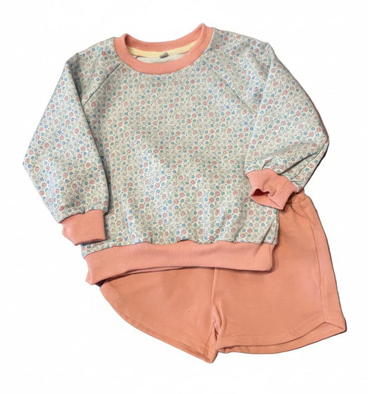 Blue/Pink Floral Sweatshirt Set