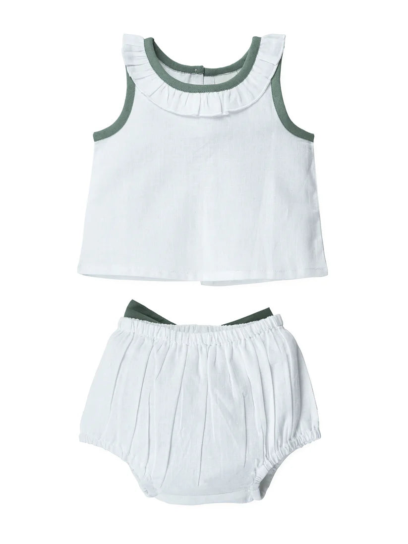 Top And Bow Bloomer Set - Sage