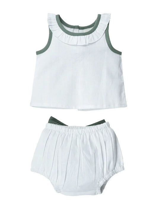 Top And Bow Bloomer Set - Sage